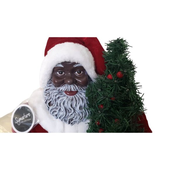 African American Santa Claus 34" with Lighted tree - Picture 2 of 6